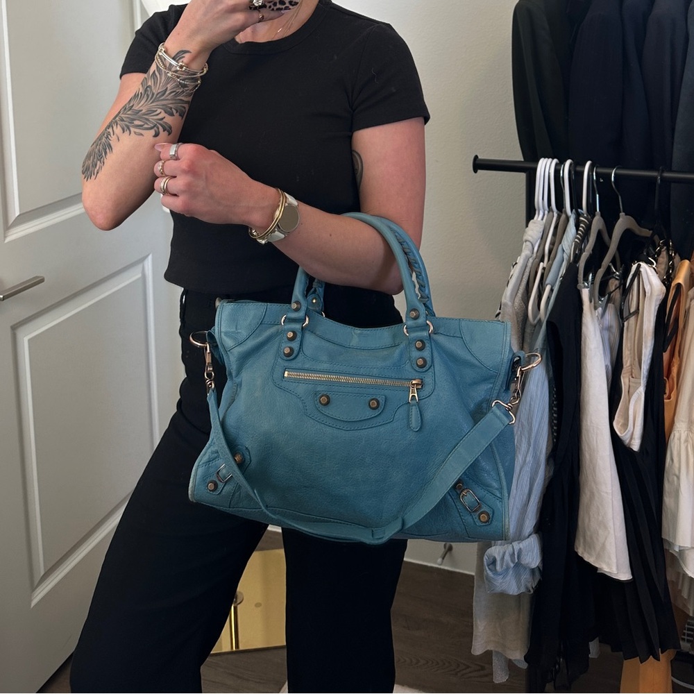 RARE Turquoise Balenciaga City Bag - Picture 8 of 12